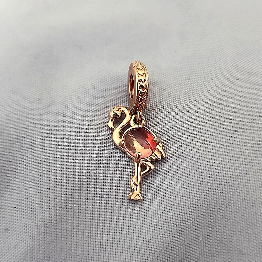 Pandora Rose and Murano Glass Flamingo Charm